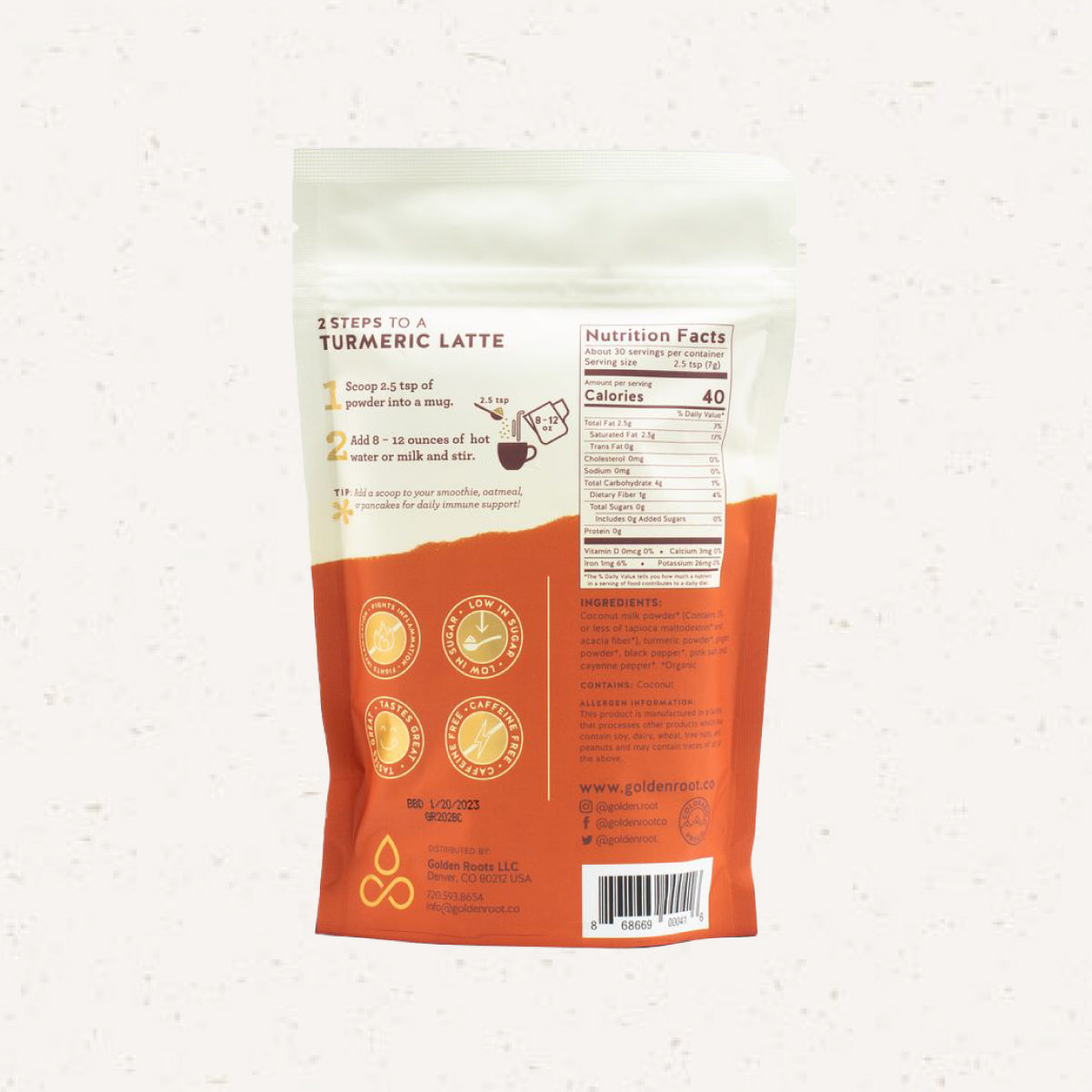 Turmeric Latte Mix - (Spicy Unsweetened, 30 Serving Pouch)